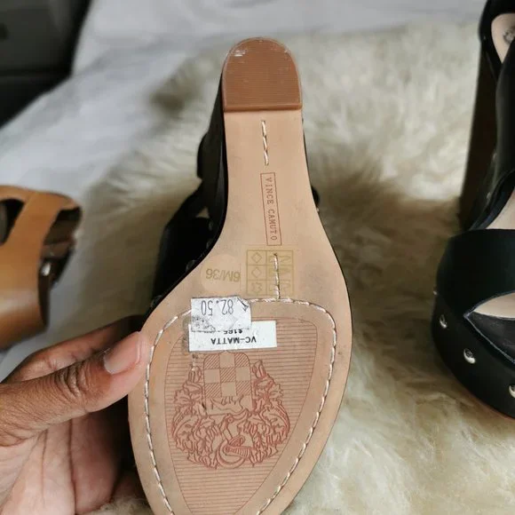 Vince Camuto MATTA Studded Platform Wedge - 2 Pairs available, Black and Tan - Picture 6 of 6
